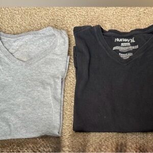 Hurley Men's V-Neck Tees - Gray and Black